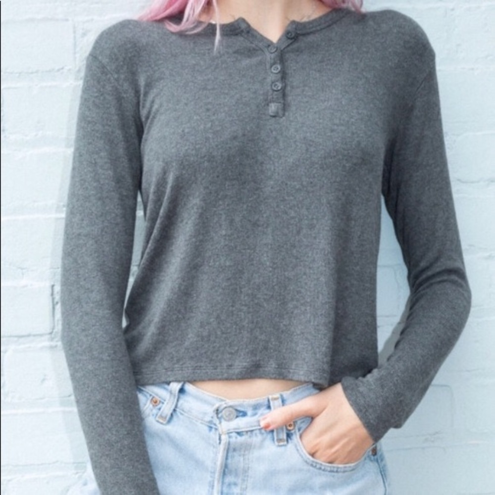Brandy Melville Button Up Grey Sweater
